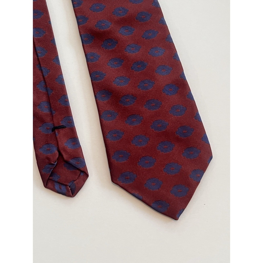 LINDMAN New York Silk Tie Red Blue Medallion Floral Geometric Custom Tie Rare